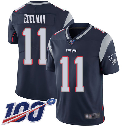 New England Patriots Football #11 100th Season Limited Navy Blue Men Julian Edelman Home NFL Jersey